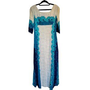 Vintage 60s Cotton Floral Maxi Dress